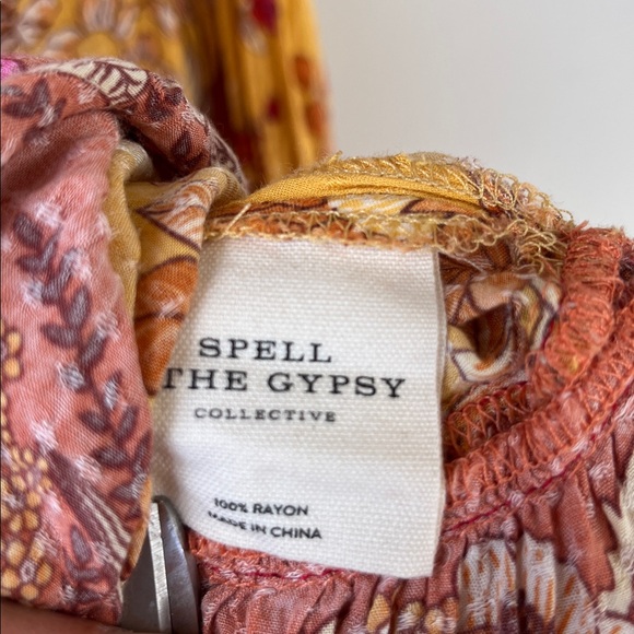 Spell & The Gypsy Siren Floral Ruffle Marigold Pink Slip Dress - Picture 12 of 12